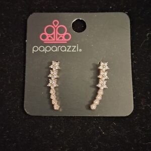 *NWT* PAPARAZZI *Rose Gold Sparkle Climber Earrings,Pink Crystal Accents